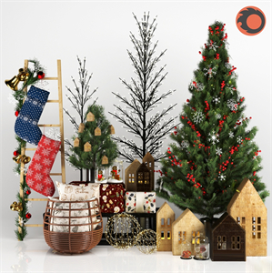 Modern Christmas tree gift box decoration ornament 3d model